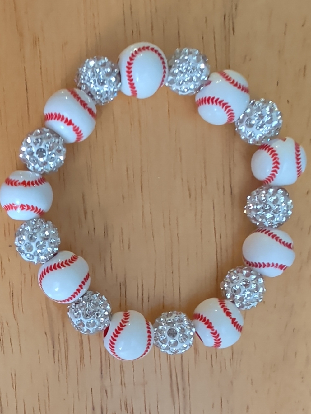 Glitter And Baseball Bead Bracelet NWOT